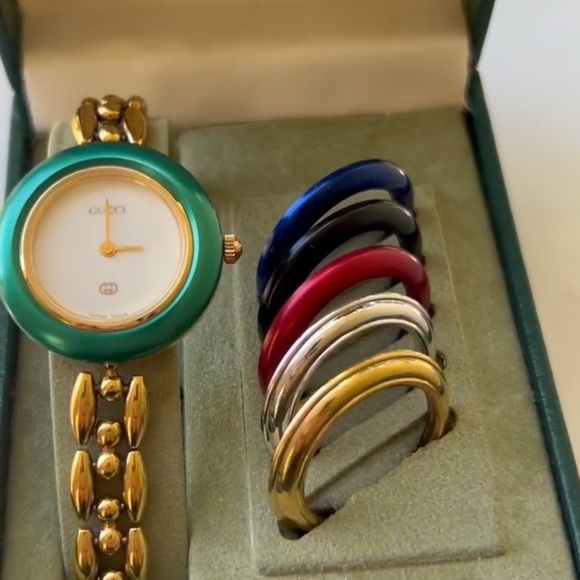 Gucci Metallic Vintage Watch Bracelet 14k gold plated SWISS MADE QUARTZ - Picture 10 of 11